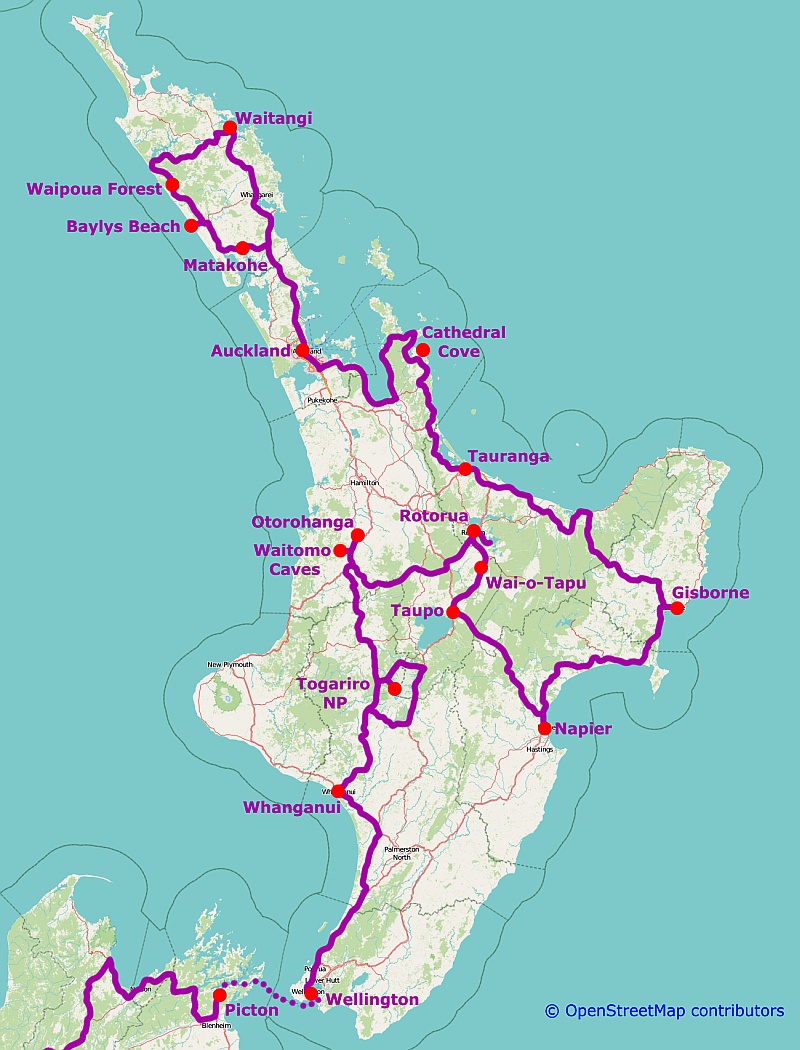 Reiseroute Nordinsel